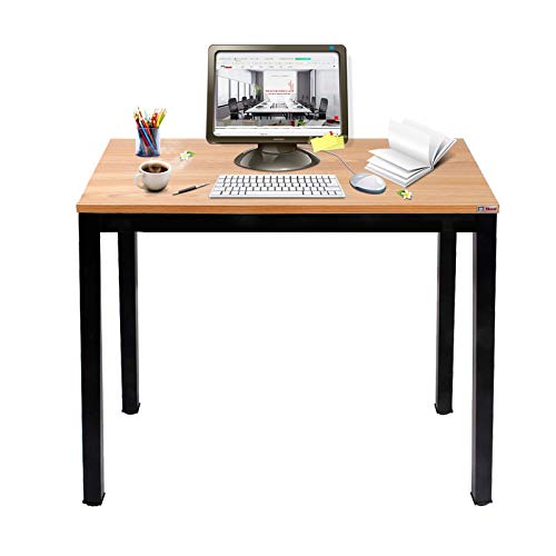 Need Small Computer Desk for Home Office 31.5 Inch Gaming Desk Teak - color: Teak & Black Frame, size: 31.5x23.6 inch