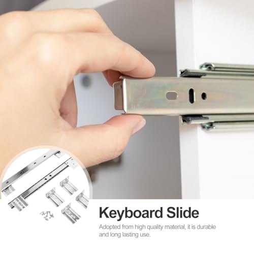 FAVOMOTO 14" Keyboard Drawer Slides - Heavy Duty Ball Bearing Keyboard Slides Under Desk Rails Rack Tray Accessories for Cabinet Furniture Hardware Rails