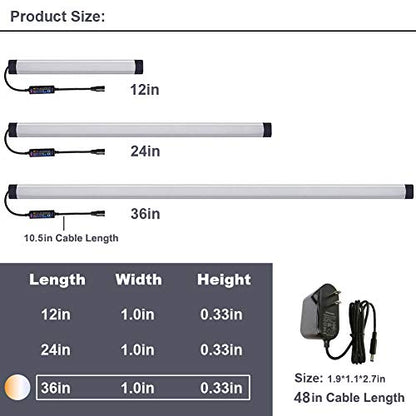 Dimmable Under Cabinet Lighting, Color Temperature Changing LED Light Bar, Daylight to Warm White Lights, Remote Control Lamp for Desk, Counter, Closet, Room, Shelf (36 Inch) - size: 36 Inch