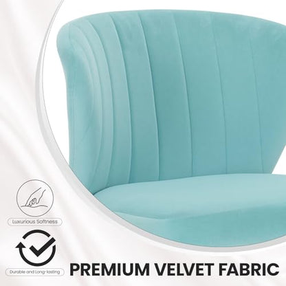 Velvet Dining Chairs Set of 2, Modern Upholstered Vanity Chairs with Golden Metal Legs for Dining Room Kitchen Vanity Patio (Teal) - color: Teal