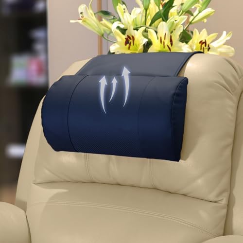 Breathable Perforated Leather Neck Pillow with Non-Slip Memory Foam, Adjustable Support for Recliners, Sofas & Loveseats, Navy Blue - color: Navy Blue