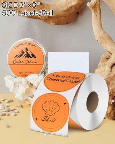 iEager 3 Inch Orange Circle Thermal Labels, Durable Round Thermal Label - color: Orange, size: 3 INCH