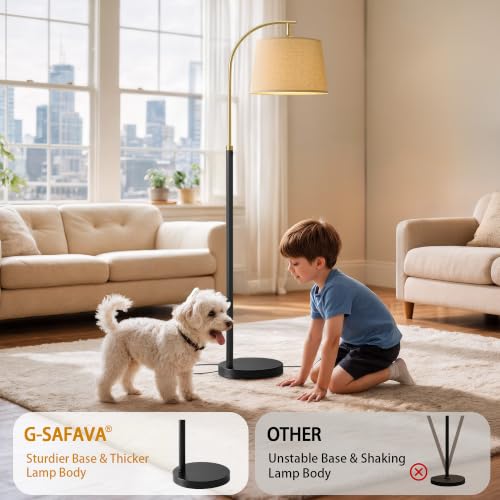 G-SAFAVA Floor Lamps for Living Room Bedroom, 62" Mid Century Modern Lamp - color: Dark Black & Gold