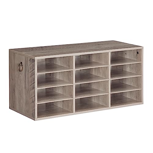 HOOBRO Countertop Mail Sorter Organizer, Wooden Literature Organizer, Student Mailbox for Classroom, Desktop Bill Organizer for Office Home School, 12 Compartments, Greige BG43WF01 - color: Greige