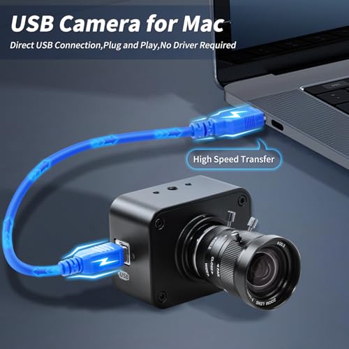 MOKOSE USB Camera 4K,USB3.0 Manual Focus Webcam with 5-12mm Varifocal Lens, IMX678 1/1.8" 8MP Sensor Support YUY2,Web Camera for Desktop Computer Laptop - size: With 5-12MM Varifocal Manual Lens