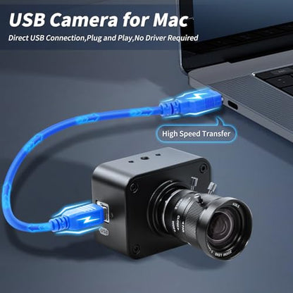 MOKOSE USB Camera 4K,USB3.0 Manual Focus Webcam with 5-12mm Varifocal Lens, IMX678 1/1.8" 8MP Sensor Support YUY2,Web Camera for Desktop Computer Laptop - size: With 5-12MM Varifocal Manual Lens