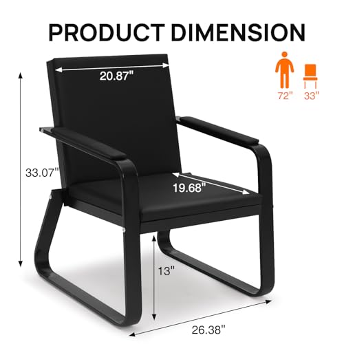 Waiting Room Guest Chair with Padded Arms, PU Leather Office Furniture, Lobby Conference Reception Chairs, Office Guest Seating for Clinic,Airport,Hospital,Barber,Salon,Bank(Black, 8) - style: 8-1-Seat Chair