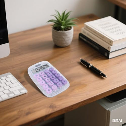 Deskboard Buddy with Calculator, Mechanical Calculator(Purple) | Large LCD Display 8 Digit Tilt Screen and Big Button for Teachers Students Basic Office - color: T - Purple
