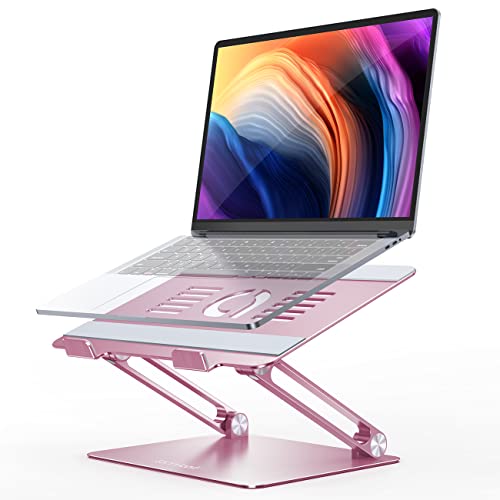 Lamicall Adjustable Laptop Stand for Desk for MacBook Air Pro HP 10-17.3'' | Aluminum Computer Notebook Holder, Portable Laptop Riser, Foldable Ergonomic Office Desk Accessories for Dell XPS Pink - color: 4-Pink