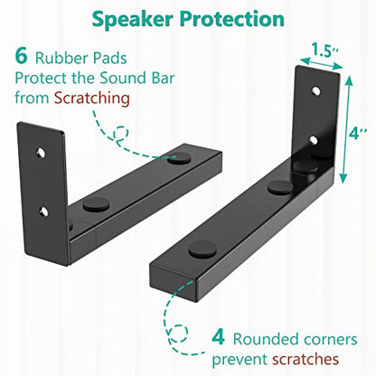 WALI Center Channel Speaker Wall Mount, Universal Soundbar Wall Mount Bracket Hold up to 30 lbs, Arms Extend Adjustment from 7 to 11.5 inch (SLK201), Black - size: 7 to 11.5 inch