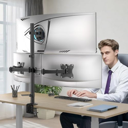 WALI Triple Monitor Mount for up to 49 inch Ultrawides on Top Bracket and 32 inch Screens on Side Brackets, Extra Tall 3 Monitors Desk Mount, Heavy Duty Monitor Arm up to 44 lbs (M003-P), Black - size: 13"-49", style: Triple