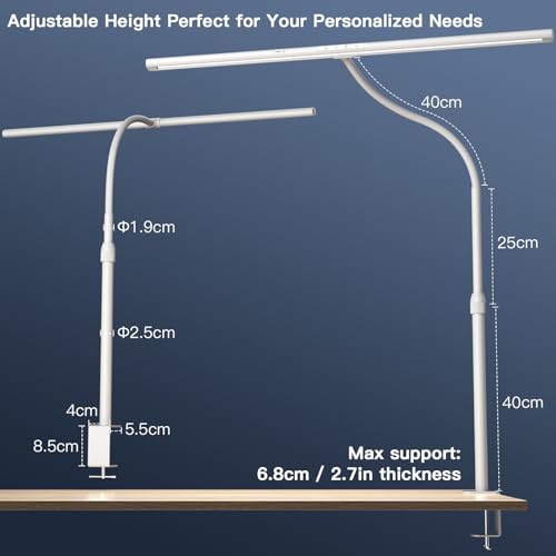 EYOCEAN Desk Lamp, 31.5" Desk Light for Home Office, Brightest 24W, Gesture Sensor & Remote Control, Dimmable & Color Temperature, Monitor Light Bar with Telescopic Rod, Height Adjustable