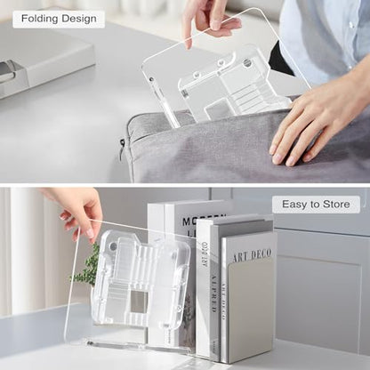 Acrylic Book Stand for Reading, Portable Book Holder for Desk, Angle Adjustable Textbook Stand for Document Recipe, Cookbook, Music Book - size: 11.42 x 8.2 inches