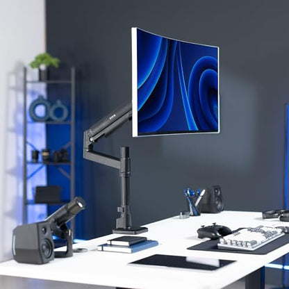 VIVO Aluminum Ultrawide Monitor Tension Stand with Extension Pole for up to 49 inch Screens, Holds 44 lbs, Premium Desk Mount Designed for Samsung Odyssey G9 and More, Black, STAND-POLE1V