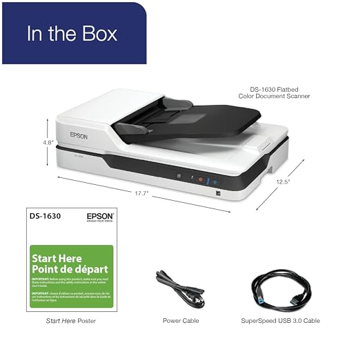 Epson DS-1630 Document Scanner: 25ppm, Twain & ISIS Drivers, 3-Year Warranty with Next Business Day Replacement - style: DS-1630