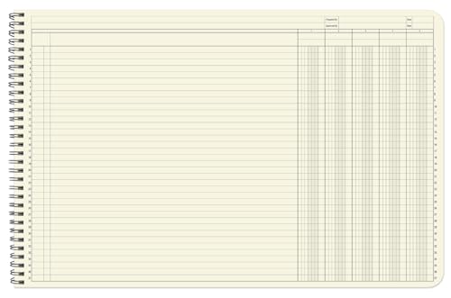 5 Column Accounting Ledger Book, Wire-O, 100 Pages | Large Columnar Log Book, Landscape Format, 17'' x 11'' - Made in USA - size: 5 Column, style: Wire-O