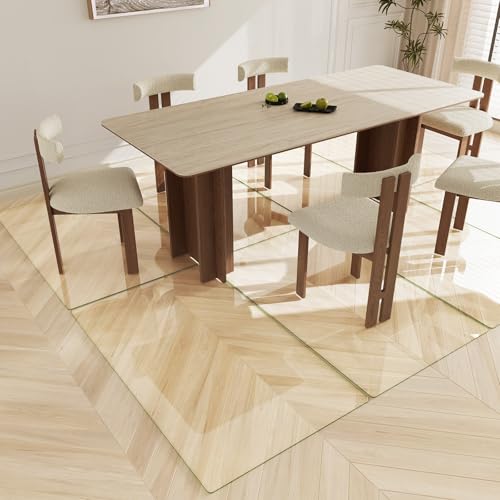 Koonmi Tempered Glass Chair Mat 50"x30" - Premium Office Chair Mat for Hardwood Floors & Low-Pile Carpet with 4 Non-Slip Pads - Thick Scratch-Resistant Surface - size: 50*30