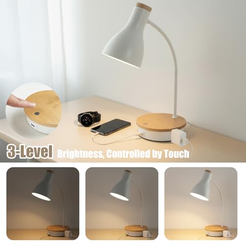 LALISU Desk Lamp for Home Office, 10W Fast Wireless Charger Desk Light - color: White-Fast Charging (10W)