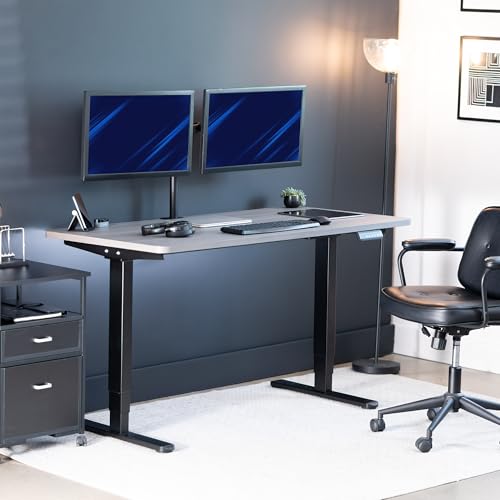 VIVO Dark Gray 55 x 28 in Standing Desk, DESK-KIT-2B55G - color: Dark Gray Top / Black Frame, size: 55 x 28