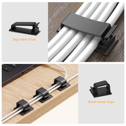 353 PCS Cable Management Kit - 1 Cable Management Box, 4 Cable Sleeve Split, 130 Adhesive Cable Clip, 17 Cable Holder, 1 Roll Cable Organizer Strap, 150 Cable Tie with 50 Mount, for Computer Desk TV