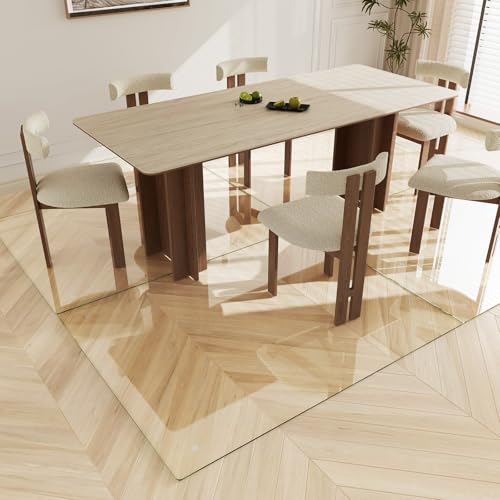 Koonmi Tempered Glass Chair Mat 60"x46" - Premium Office Chair Mat for Hardwood Floors & Low-Pile Carpet with 4 Non-Slip Pads - Thick Scratch-Resistant Surface - size: 46*60