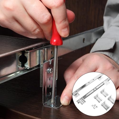 FAVOMOTO 14" Keyboard Drawer Slides - Heavy Duty Ball Bearing Keyboard Slides Under Desk Rails Rack Tray Accessories for Cabinet Furniture Hardware Rails