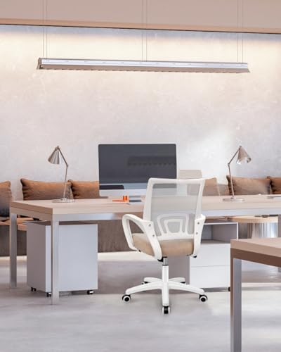 NEO CHAIR Office Computer Chair Ergonomic Mid-Back Mesh Desk Chair, Beige | Breathable Mesh Back with Lumbar Support, Height Adjustment, Smooth Rolling Casters for Home Office, Study or Gaming Setup - color: Beige