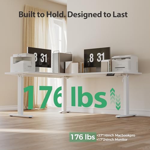 Agilestic L Shaped Electric Standing Desk Adjustable Height, 75 Inch, White - color: White, size: 75 x 61 Inch
