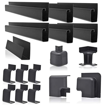 J Channel Cable Raceway System, 100” Total, Cable/Wire Management Solution for Desk, Home, Office, Kitchen, or Workshop, Includes Couplers to Cover Gaps & Solution for Power Blocks & Outlet Strips