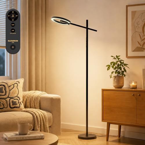 12000 LUX Light Therapy Lamp, UV-Free LED Floor SunLight Lamp, Happy Lamp | 1440lm 24W Full Spectrum Sun Lamp, Touch & Remote Control, 4 Color Temps 7 Brightness, Standing Task Lamp Reading Floor Lamp - style: Standard (H1B)