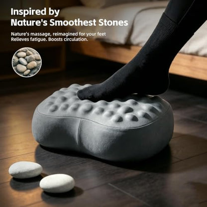 Foot Rest Under Desk, Memory Foam Ergonomic Footrest, Grey | Massage Pebble Surface, Office Foot Stool for Under Desk at Work, Gaming Foot Rest, Washable Cover, Non-Slip Base - color: Pebble Gray