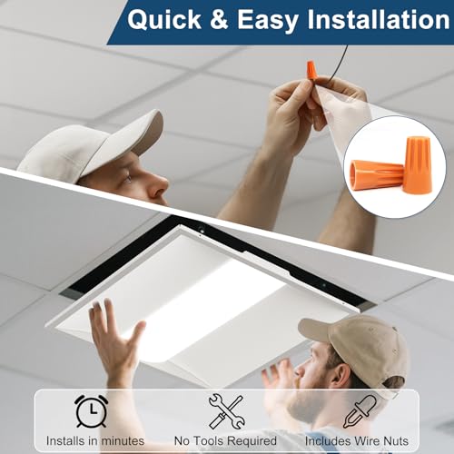 2x2 LED Troffer Light, 2-Pack, Backlit Panel, 15W–40W Selectable, 5CCT, 0–10V Dimmable, ETL, Drop Ceiling - size: 2x2FT-2pack