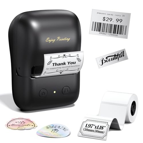 TATTMUSE Label Maker, A421 Sticker Printer | Bluetooth Thermal Label Maker Machine, 2 Inch for Home, Business, Office, Address, Compatible with Phone & PC - color: Black