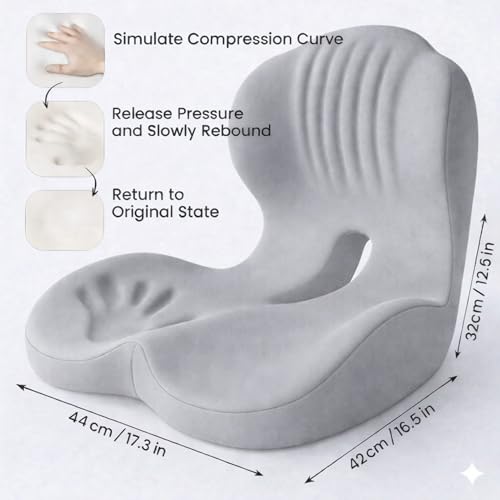 Ergonomic L-Shaped Memory Foam Seat Cushion with Lumbar Support, Designed to Help Relieve Tailbone, Coccyx & Lower Back Pain for Office,Truck, Car & Travel (Pure Gray) - color: Pure Gray