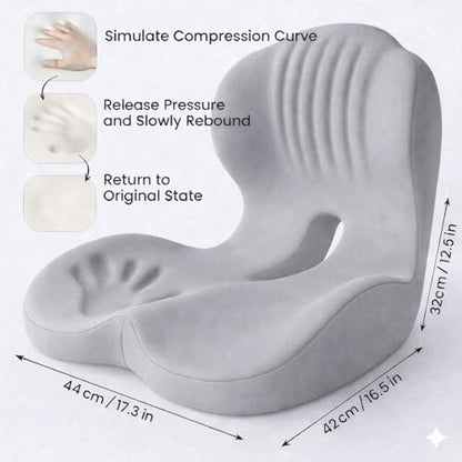 Ergonomic L-Shaped Memory Foam Seat Cushion with Lumbar Support, Designed to Help Relieve Tailbone, Coccyx & Lower Back Pain for Office,Truck, Car & Travel (Pure Gray) - color: Pure Gray