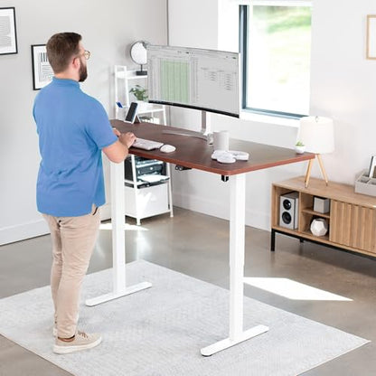 VIVO Dark Walnut 71 x 30 in Standing Desk, DESK-KIT-0W7D - color: Dark Walnut Top / White Frame, size: 71 x 30 inch