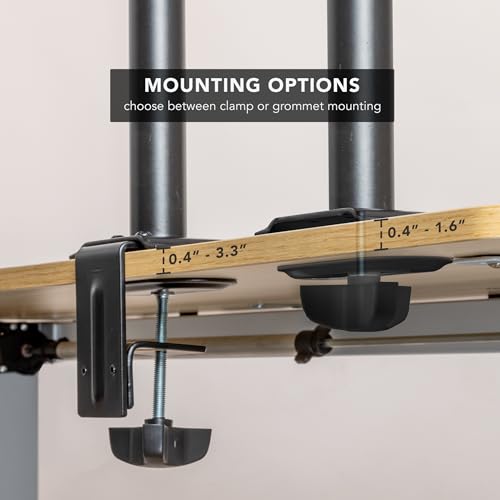 Mount-It! Single Monitor Desk Mount, Full Motion Arm, Fits 17-32" Screens | Full motion arm adjusts tilt, swivel & rotate, VESA compatible, clamp & grommet base. - color: Black