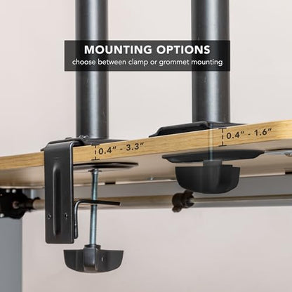 Mount-It! Single Monitor Desk Mount, Full Motion Arm, Fits 17-32" Screens | Full motion arm adjusts tilt, swivel & rotate, VESA compatible, clamp & grommet base. - color: Black