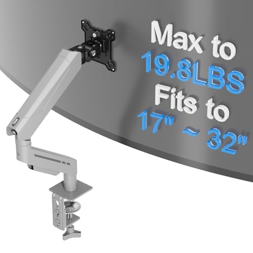 THEARK Single Monitor Desk Mount 17"-32" Screens - Adjustable Mechanical Monitor Arm Computer Monitor Stand up to 19.8 lbs,VESA Arm Desk Mount with C-Clamp and Grommet Base,VESA 75x75/100x100mm,Silver - color: Silver