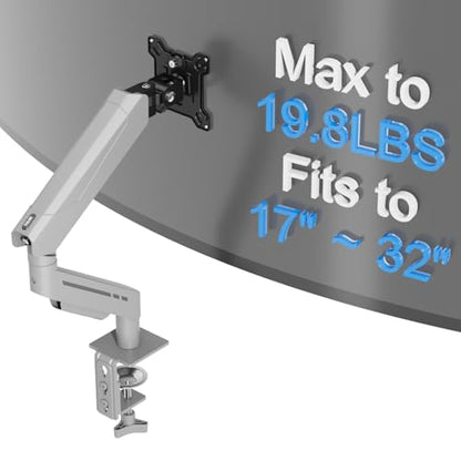 THEARK Single Monitor Desk Mount 17"-32" Screens - Adjustable Mechanical Monitor Arm Computer Monitor Stand up to 19.8 lbs,VESA Arm Desk Mount with C-Clamp and Grommet Base,VESA 75x75/100x100mm,Silver - color: Silver