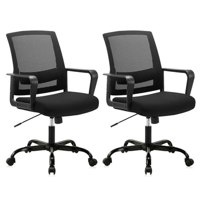 CLATINA Ergonomic Rolling Mesh Desk Chair with Executive Lumbar Support and Adjustable Swivel Design for Home Office Computer Black 2 Pack - size: 2 Pack