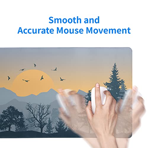 Mountain Gaming Mouse Pad 31.5x11.8 Inch Forest Large Mousepad Extended Grey Mousepad Gaming Non-Slip Rubber Base Stitched Edges Keyboard Mouse Mat Desk Pad for Office Home and Game - color: Mountain 2