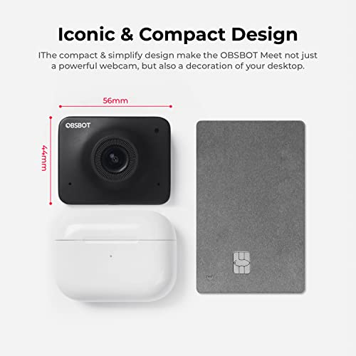 OBSBOT Meet 1080P 60FPS Webcam, Full HD Auto-Focus & AI-Powered Framing Computer Camera, Background Replacement, HDR, Adjustable FOV, Webcam for Conferencing, Video Calling, Live Sreaming, PC, Laptop | Computer Camera Background Replacement, HDR, Adjustab