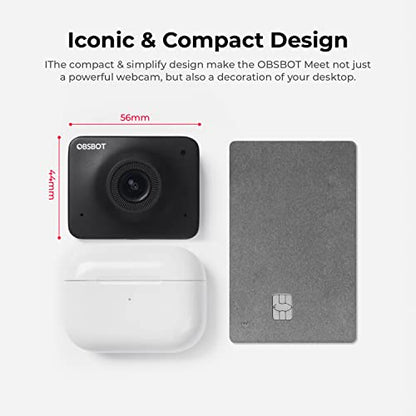 OBSBOT Meet 1080P 60FPS Webcam, Full HD Auto-Focus & AI-Powered Framing Computer Camera, Background Replacement, HDR, Adjustable FOV, Webcam for Conferencing, Video Calling, Live Sreaming, PC, Laptop | Computer Camera Background Replacement, HDR, Adjustab