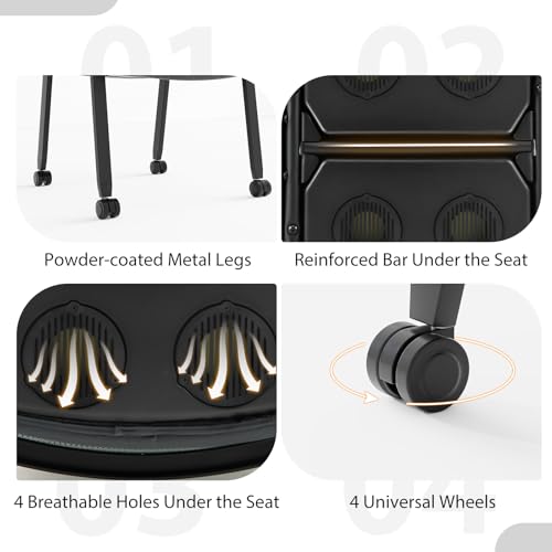 Giantex 4-Pack Waiting Room Chair Set, Rolling Office Desk Chairs with PU Wheels, Armrests, Stackable Guest Chair for Office, School, Lobby,Reception, Conference, Grey - color: Grey