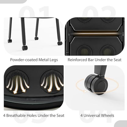 Giantex 4-Pack Waiting Room Chair Set, Rolling Office Desk Chairs with PU Wheels, Armrests, Stackable Guest Chair for Office, School, Lobby,Reception, Conference, Grey - color: Grey