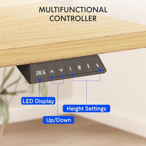 FLEXISPOT EN2 40"x24" Whole-Piece Standing Desk with Power Strip, Maple | Whole-Piece Desktop, Easy-Access Clamp Power Strip, Organized Cable Management, Modern Home Office Setup - color: Maple Top + White Frame, size: 40x24"