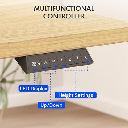FLEXISPOT EN2 40"x24" Whole-Piece Standing Desk with Power Strip, Maple | Whole-Piece Desktop, Easy-Access Clamp Power Strip, Organized Cable Management, Modern Home Office Setup - color: Maple Top + White Frame, size: 40x24"