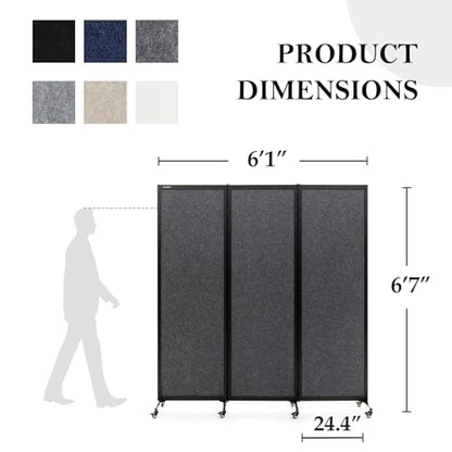 Room Partition 2.0 Upgrade Version,6'L* 6'7"H,3 Panel,Dark Grey - color: Dark Grey, size: 3