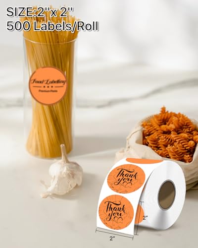 iEager 2 Inch Round Thermal Labels, Orange Circle Thermal Printer Stickers - color: Orange, size: 2 INCH